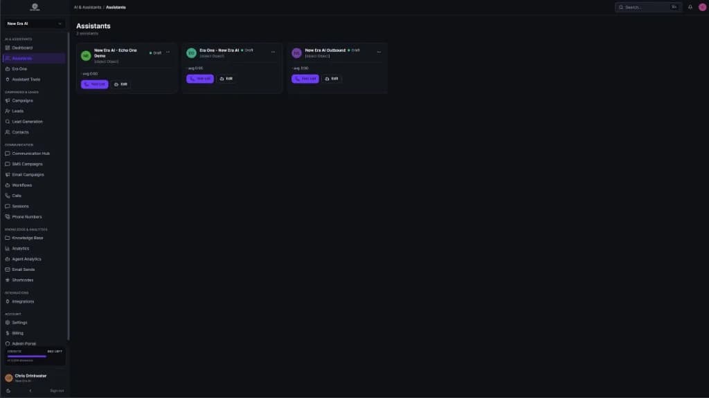Echo One assistant configuration screen