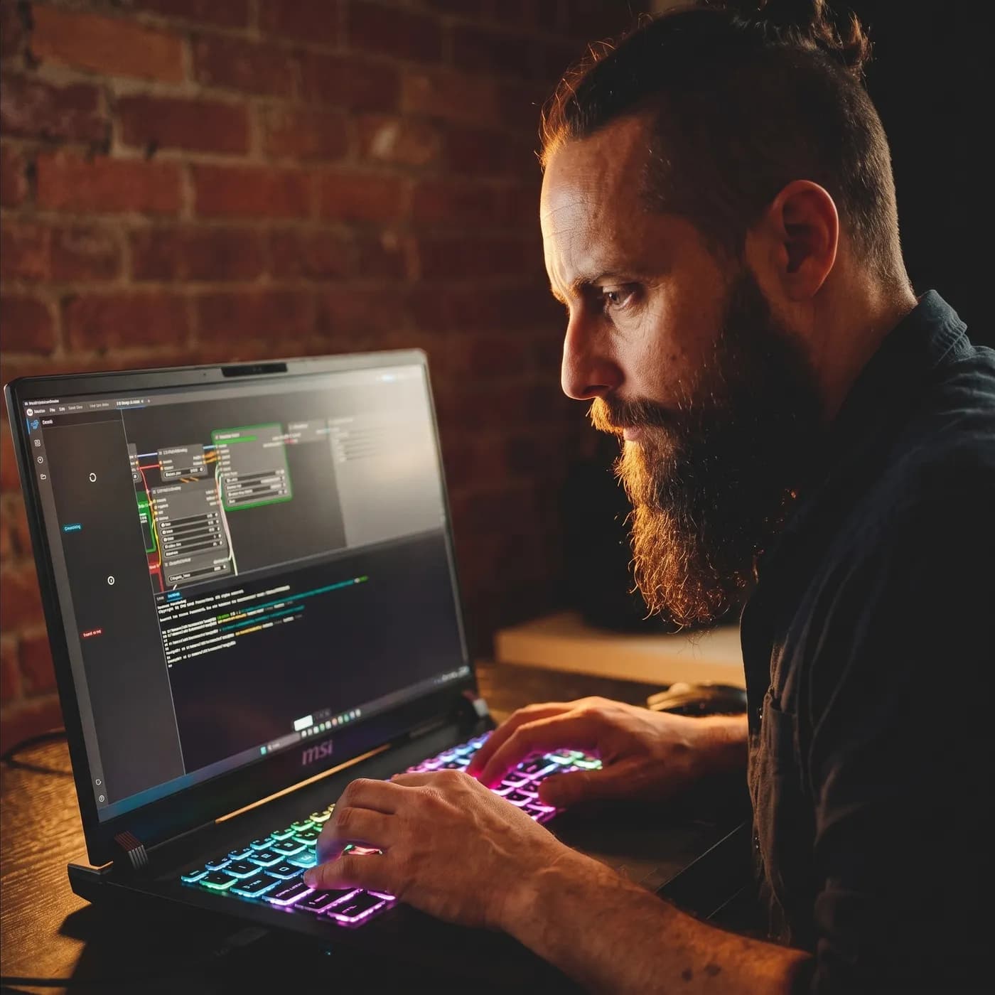 Chris Drinkwater building an automation flow at his desk